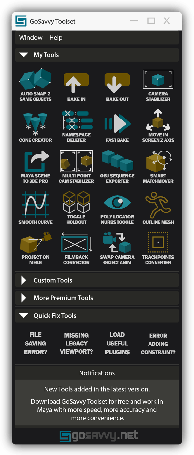 GoSavvy Toolset interface